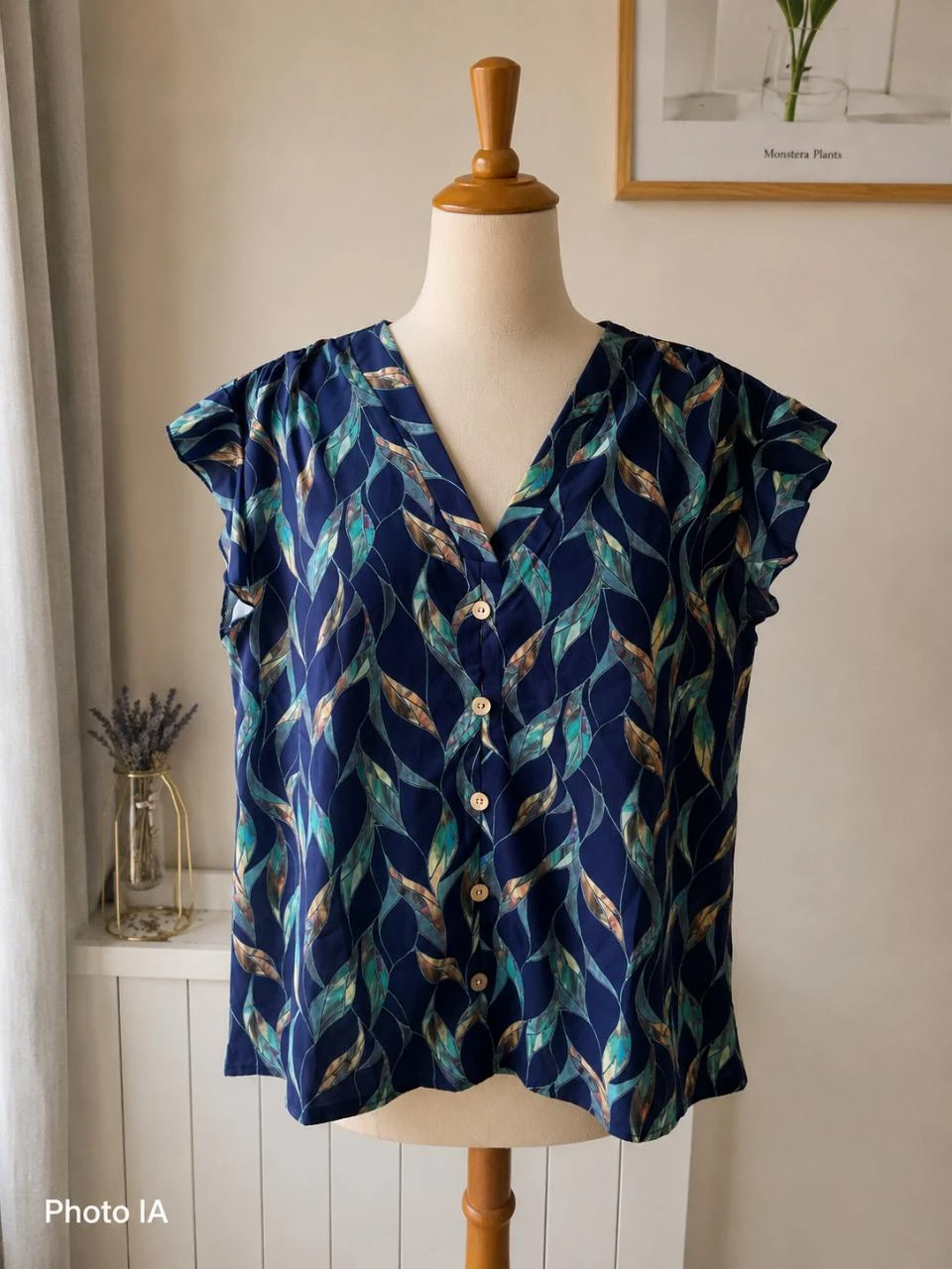 Blusa azul-marinha floral – elegância leve e feminina nova Tamanho M – photo 2